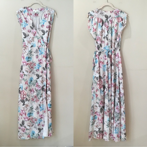 Yumi kim floral printed wrap long maxi dress swept away pink size Xs - Picture 7 of 10